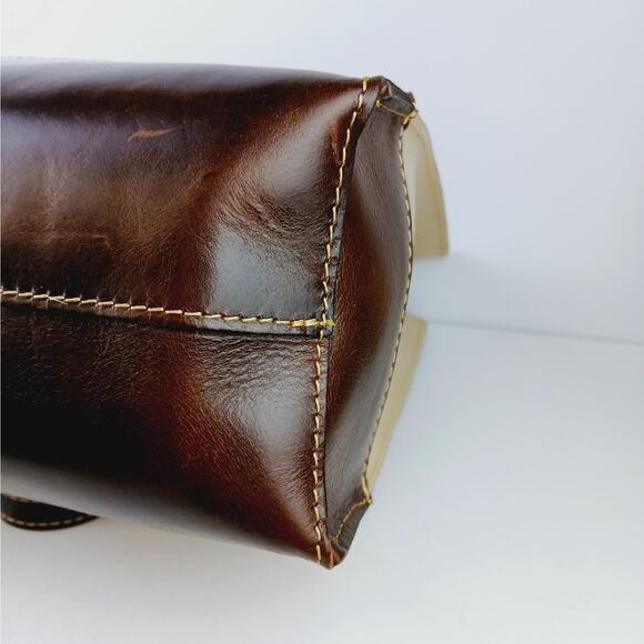 Patricia Nash Toscano Winter Bloom Large Leather Tote Bag Brown/Tan - Picture 6 of 7